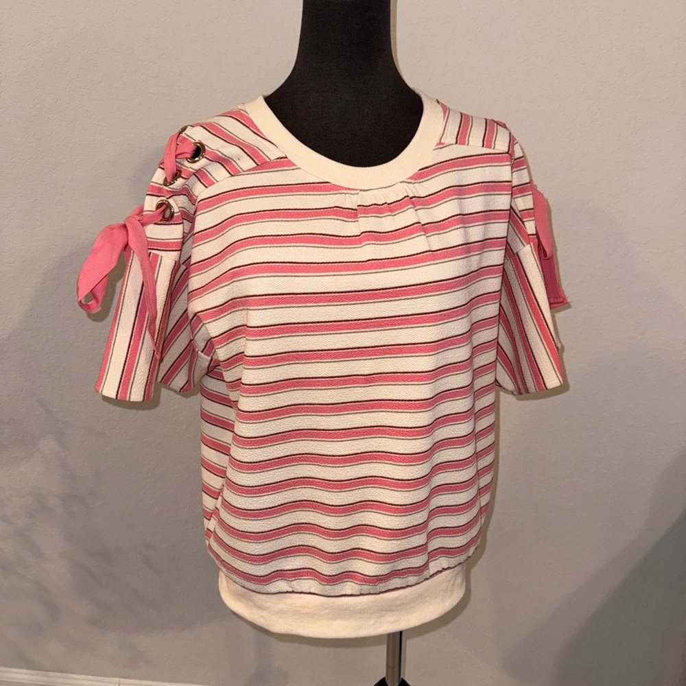 Striped Pink and White Women's Top